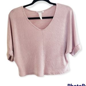 Anthropology CAUTION TO THE WIND oversized crop top stripes colman sleeve size M